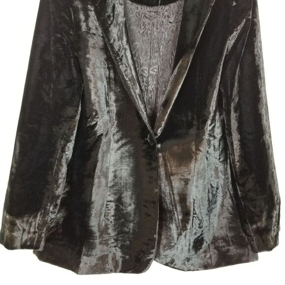 Soft Surroundings Women's Black Starlet Velvet Embellished Blazer Sz M Black - Picture 4 of 10